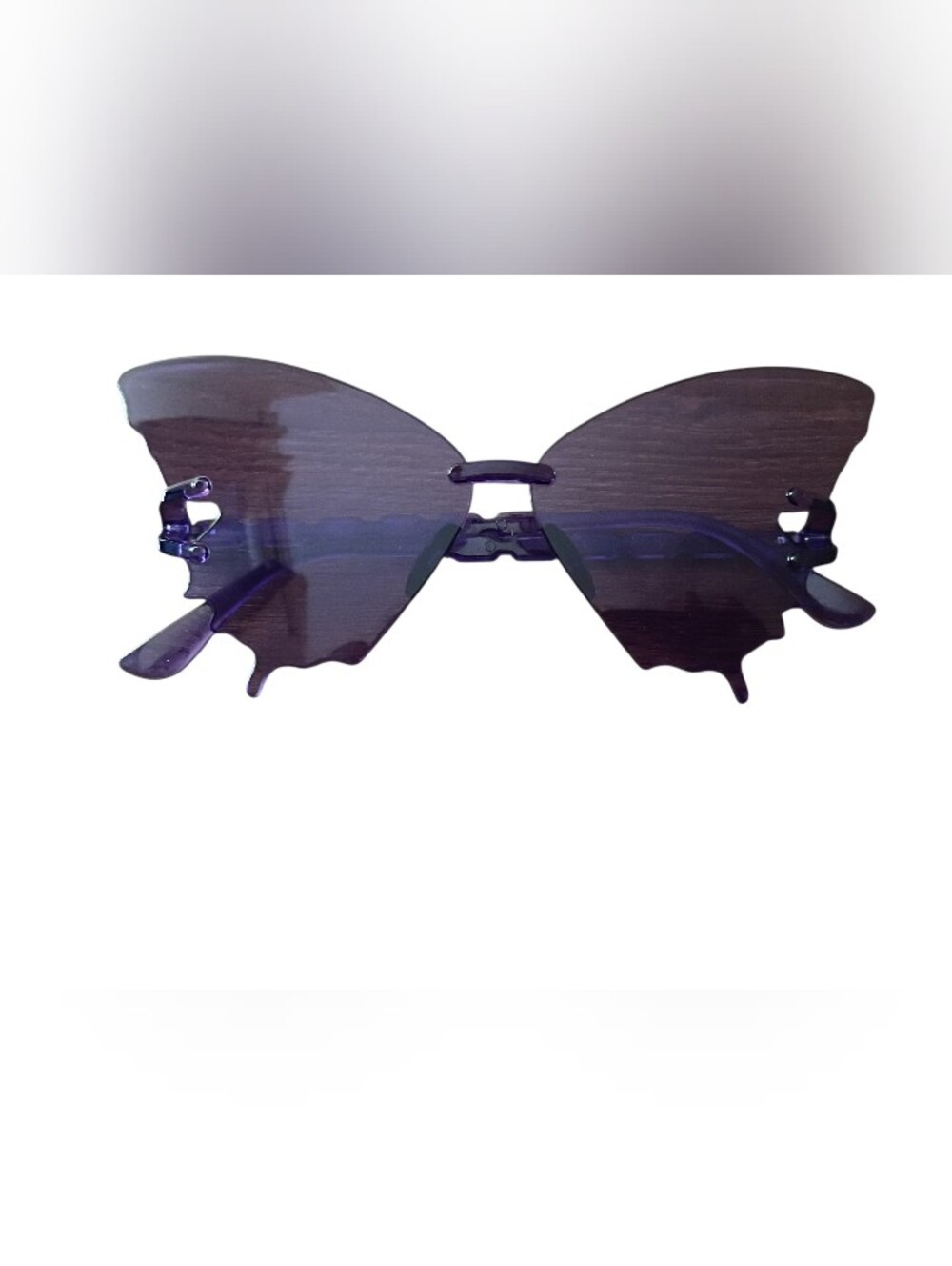 Purple Butterfly Rimless Sunglasses - Women Accessories Y2K Shades Sunnies Cute - Picture 2 of 5